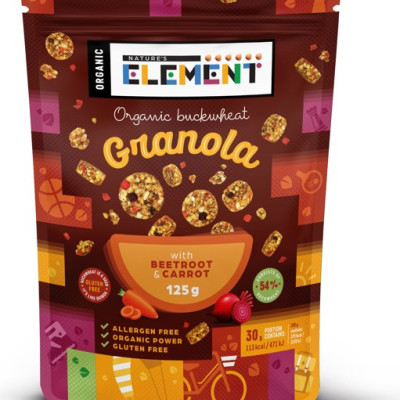 Ekologiška grikių granola su morkomis ir burokėliais