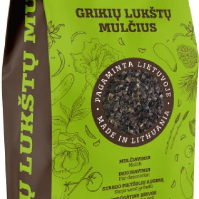 Grikių lukštų mulčias 60 L – natūralus sodo mulčias