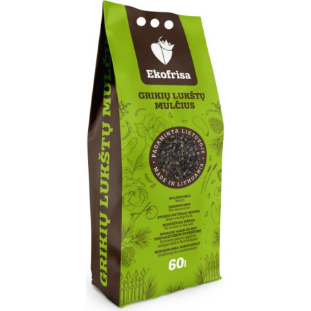 Grikių lukštų mulčias 60 L – natūralus sodo mulčias