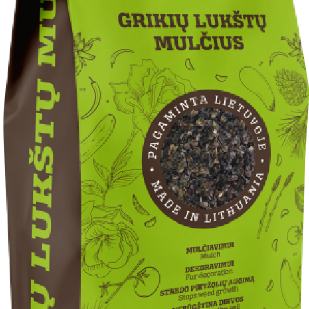 Grikių lukštų mulčias 60 L – natūralus sodo mulčias