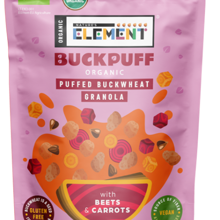 Ekologiška pustų grikių granola su morkomis ir burokėliais